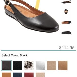 SoftWalk Black Leather Slingback Flats